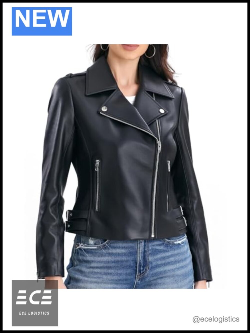 Lambskin Leather Jacket Women Asymmetrical Zip Moto Biker